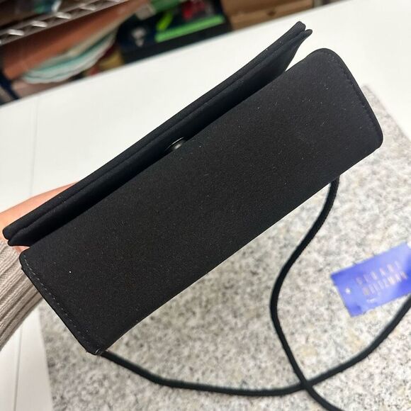 Stuart Weitzman Black Fabric Flap Evening Bag Vintage w/ detachable Strap - Picture 6 of 9